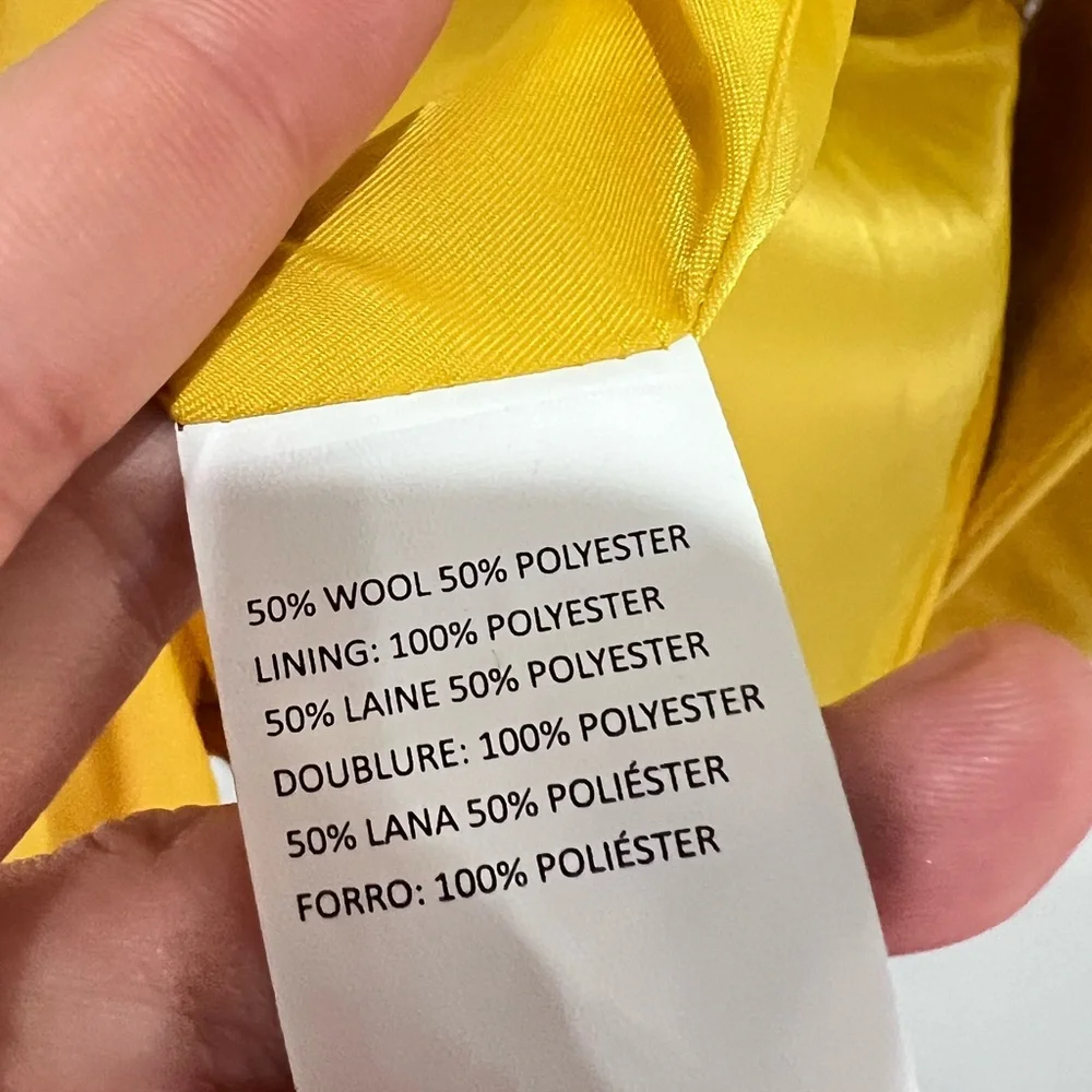 NWOT Marina Moscone × RTR Yellow Wool Blend Cocoon Coat - Picture 12 of 12